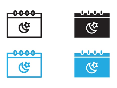 Ramadan Calendar Icon black and white outline sign vector