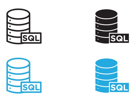 SQL server icon black and white outline sign vector