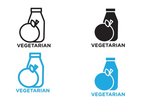 Vegetarian food diet icon black and white outline sign vector