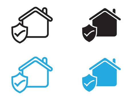 home insurance icon black and white outline sign vector