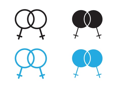 lesbian relationship icon black and white outline sign vector