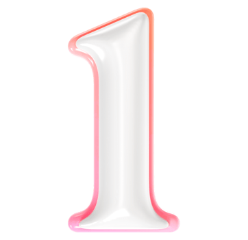 1 Number 3D Render png
