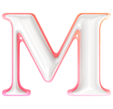 M Font 3D Render png