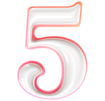 5 Number 3D Render png