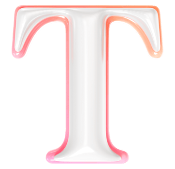 T Font 3D Render png