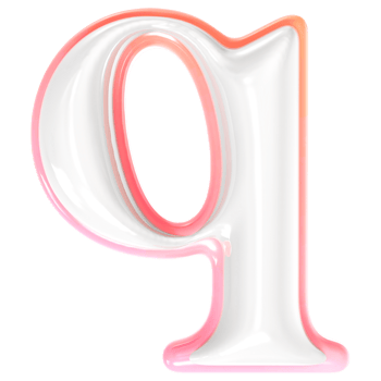 q Font 3D Rendering png