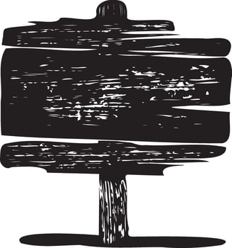 Silhouette Sign Wooden on white background vector