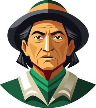 Geronimo - native american indian chief headshot illustration vector