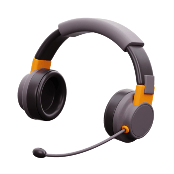 3d illustration of headphones with mic isolated png