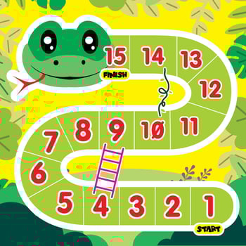 snakes and ladders board game with a jungle theme vector