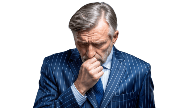 Thoughtful Businessman in Formal Suit Pondering Decisions png