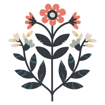 Floral design colored flat icon against transparent background png