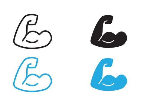 Biceps icon black and white outline sign vector