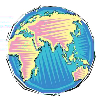 hand drawn abstract Clipart of Global earth planet map vector