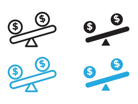 Compare price icon black and white outline sign vector