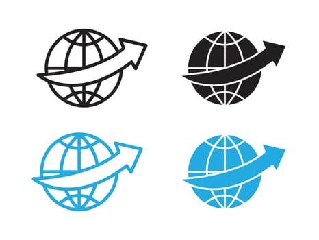 Globalization icon black and white outline sign vector
