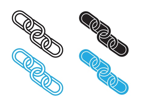 Link chain icon black and white outline sign vector