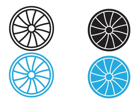 Plane turbine icon black and white outline sign vector