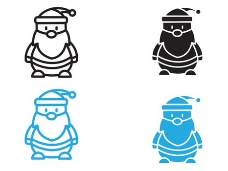 Santa Claus icon black and white outline sign vector