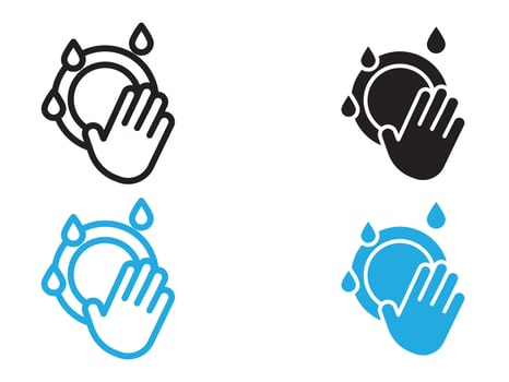 Washing plate icon black and white outline sign vector