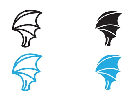 bat wing icon black and white outline sign vector