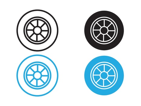 car wheel icon black and white outline sign vector