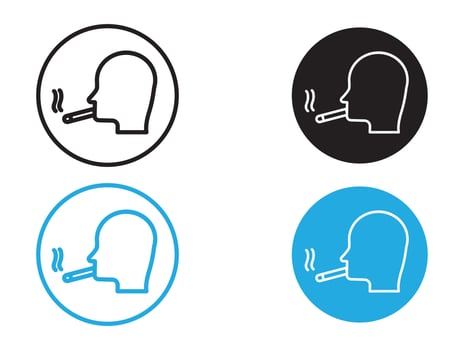 man smoking cigarette icon black and white outline sign vector
