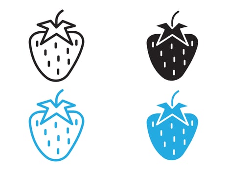 strawberry icon black and white outline sign vector