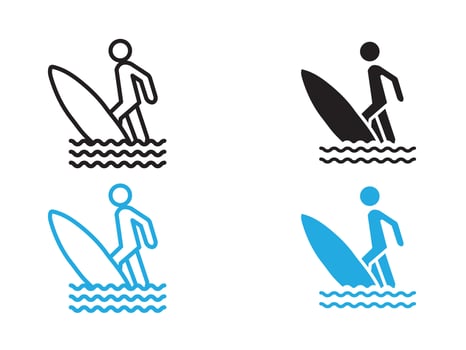 surfing icon black and white outline sign vector