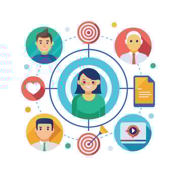 targeted segmentation and personalization flat minimalistic illustration vector