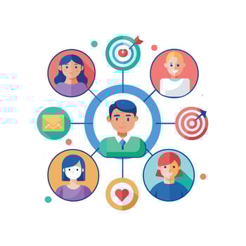 targeted segmentation and personalization flat minimalistic illustration vector