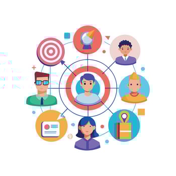 targeted segmentation and personalization flat minimalistic illustration vector
