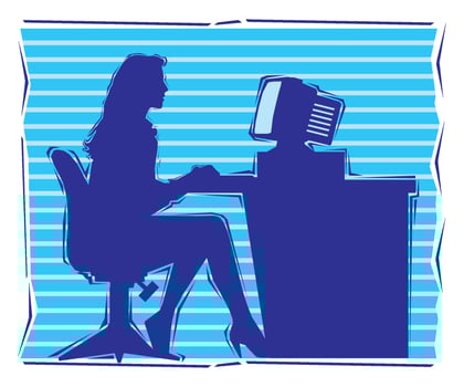 a Businesswoman sitting in front of the computer design vector