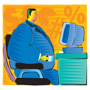 a Businessman sitting in front of the computer illustration. vector