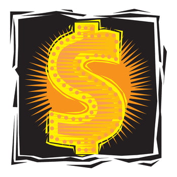 abstract Clipart of gold Dollar sign in sunshine vector