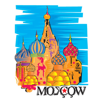 illustration of Moscow Saint Basil Cathedral in Red square vector