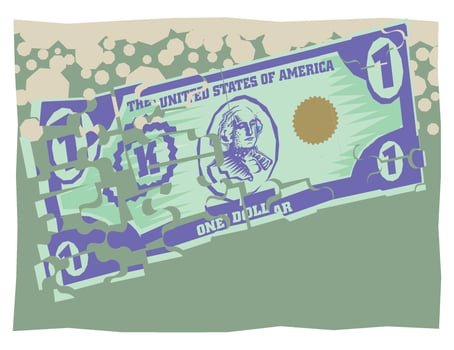 abstract Clipart of Broken dollar money vector
