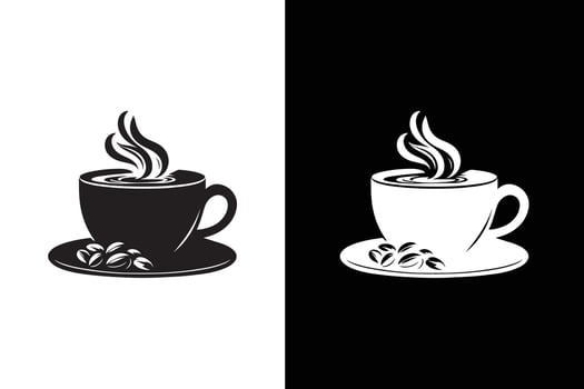 Coffee cup icon silhouette. Cups of coffee symbol collection. Illustration black white background. vector