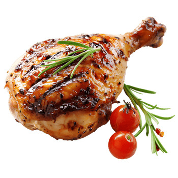 Grilled chicken leg against transparent background png