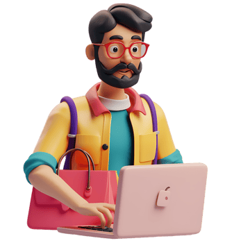 Man managing online store on a laptop icon against transparent background generated by Ai png