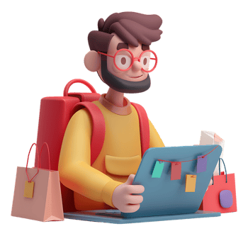 Man managing online store on a laptop icon against transparent background generated by Ai png