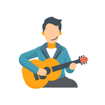 Musician icon against transparent background generated by Ai png