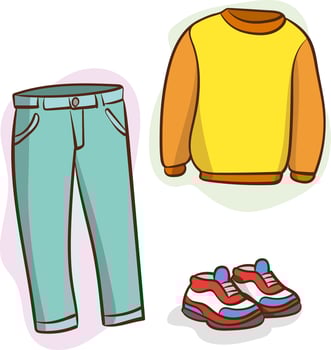 spring, summer season clothes set. Casual wear, jeans, t-shirt, shoes, sweater, seasonal clothing outfit.Garment, clothing fashion flat illustration vector