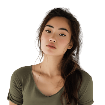 Portrait of young asian woman posing against transparent background png