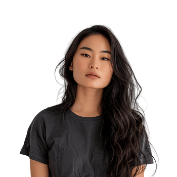 Portrait of young asian woman posing against transparent background png