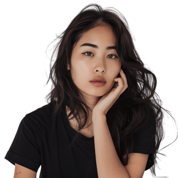 Portrait of young asian woman posing against transparent background png