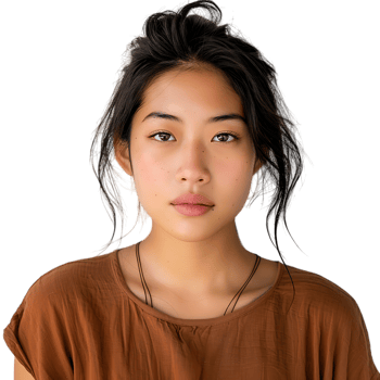 Portrait of young asian woman posing against transparent background png