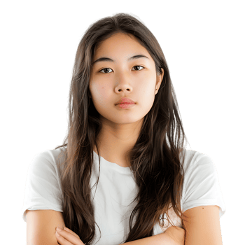 Portrait of young asian woman posing against transparent background png