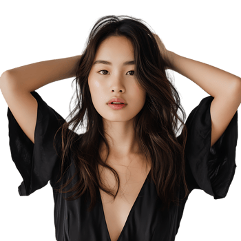 Portrait of young asian woman posing against transparent background png