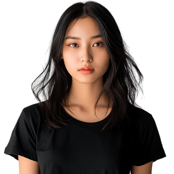 Portrait of young asian woman posing against transparent background png